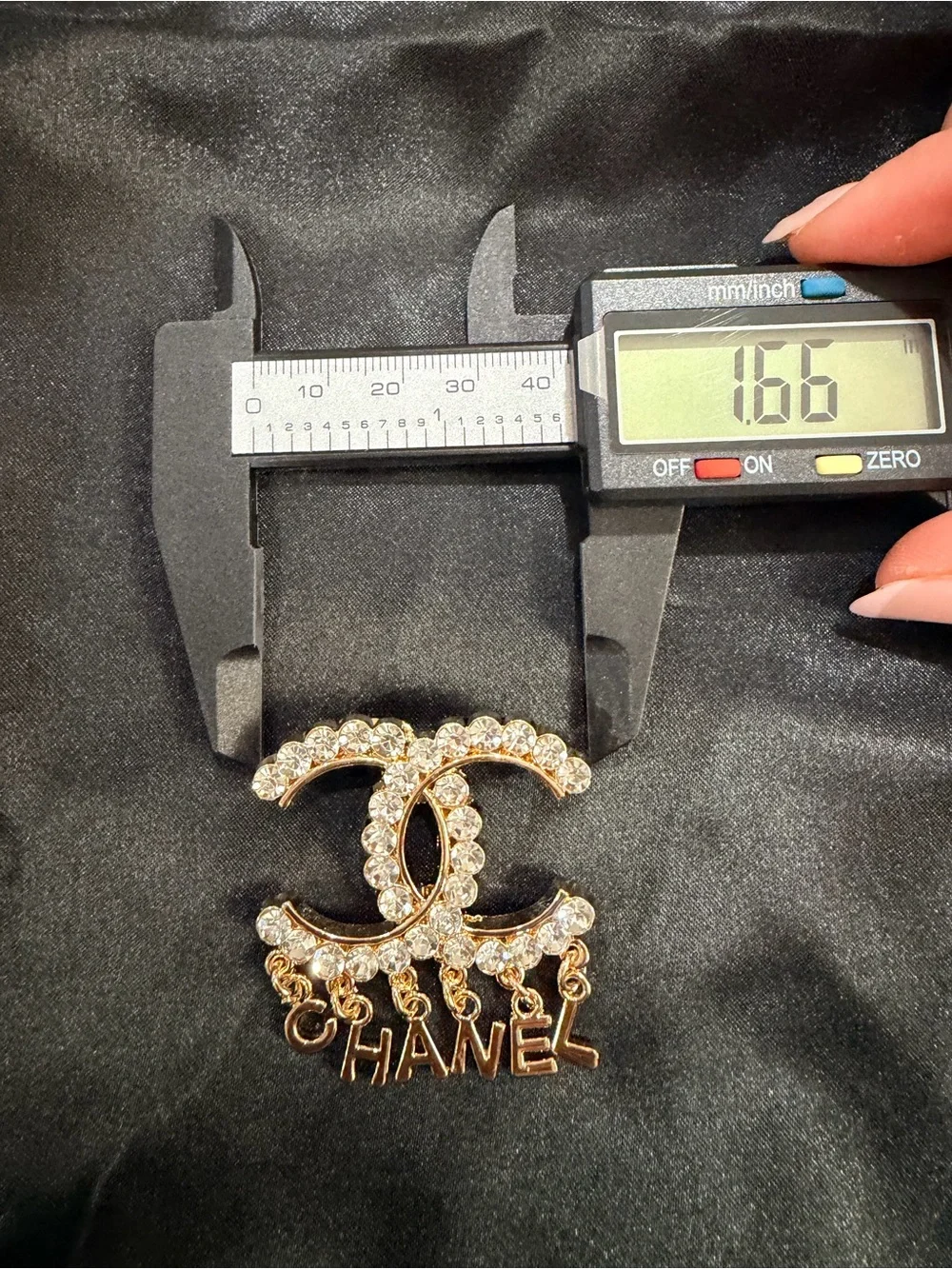 Gold Crystal Double Letter Statement Dangle Brooch Pin | Rhinestone Fashion